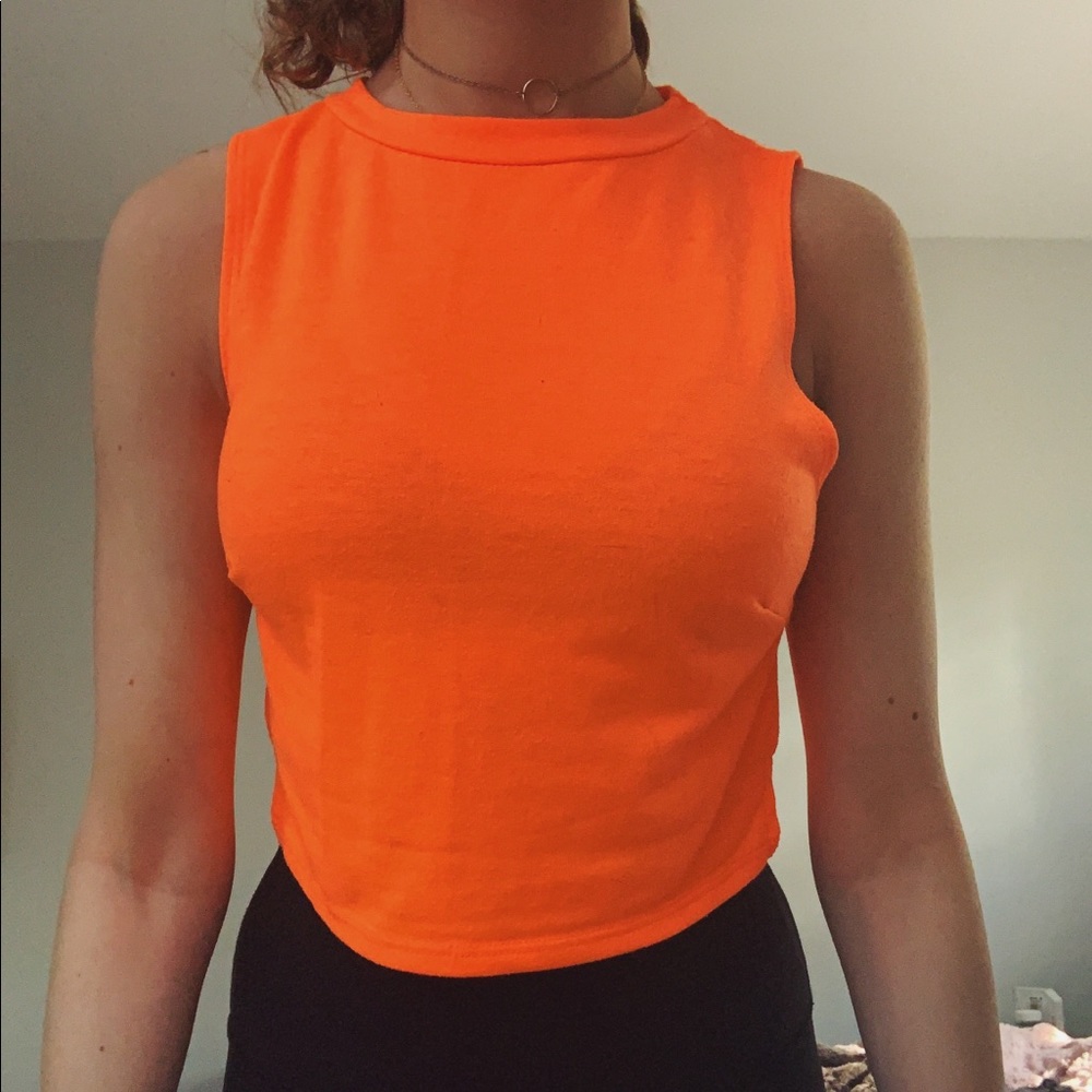 neon orange muscle tee